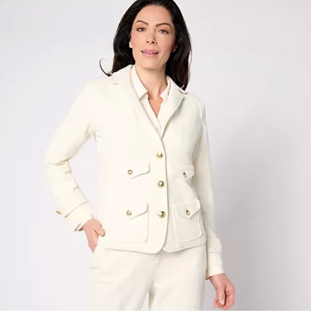 Joan River Red Carpet Stretch Pique Button Front Cardigan